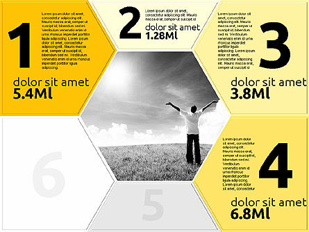 Etapas de Hexágono Coloreadas, Diapositiva 14, 02011, Diagramas de la etapa — PoweredTemplate.com