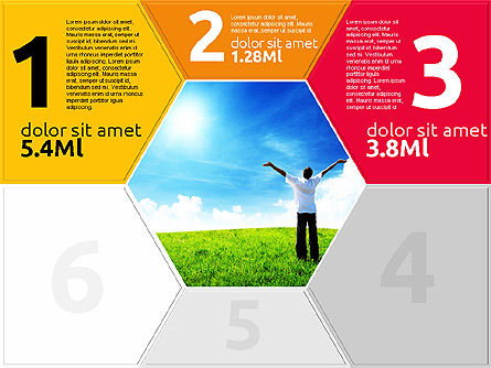 Etapas de Hexágono Coloreadas, Diapositiva 5, 02011, Diagramas de la etapa — PoweredTemplate.com