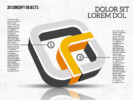 3d konzept objekte, PowerPoint-Vorlage, 02018, Schablonen — PoweredTemplate.com