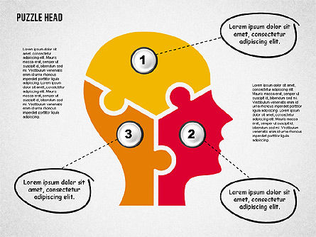 Puzzle Kopf, PowerPoint-Vorlage, 02023, Puzzle-Diagramme — PoweredTemplate.com