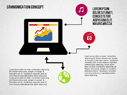 플랫 디자인의 통신 개념, 슬라이드 3, 02039, 프레젠테이션 템플릿 — PoweredTemplate.com