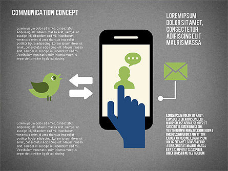 Communicatie concept in plat design, Dia 9, 02039, Presentatie Templates — PoweredTemplate.com