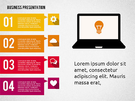 Zakelijke presentatie met hints, PowerPoint-sjabloon, 02042, Businessmodellen — PoweredTemplate.com