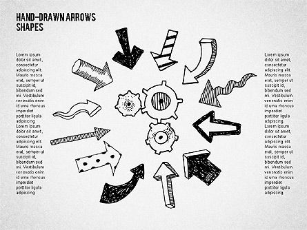 Hand Drawn Arrows with Shapes, Slide 6, 02047, Shapes — PoweredTemplate.com