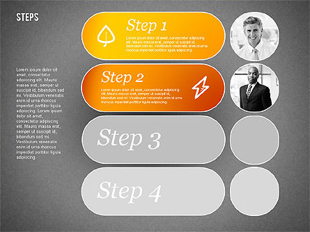 사진이있는 단계 다이어그램, 슬라이드 10, 02050, 단계 도표 — PoweredTemplate.com