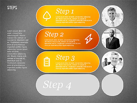 Steps with Photos Diagram, Slide 11, 02050, Stage Diagrams — PoweredTemplate.com