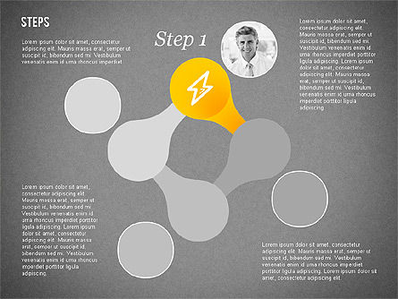 Steps com diagrama de fotos, Deslizar 13, 02050, Diagramas de Etapas — PoweredTemplate.com