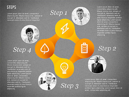 Steps with Photos Diagram, Slide 16, 02050, Stage Diagrams — PoweredTemplate.com