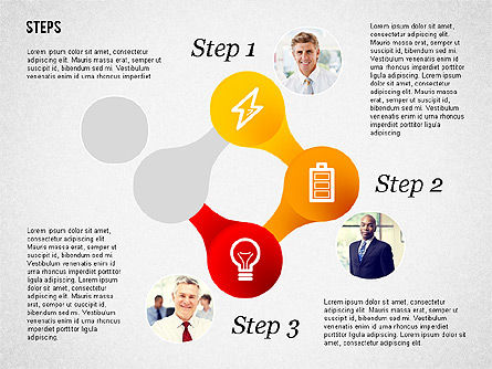 사진이있는 단계 다이어그램, 슬라이드 7, 02050, 단계 도표 — PoweredTemplate.com