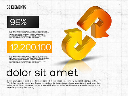 Driedimensionale pijlen collectie, PowerPoint-sjabloon, 02053, Figuren — PoweredTemplate.com