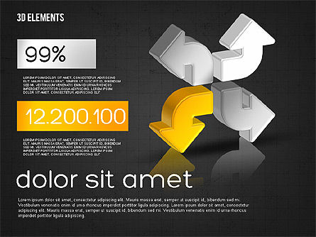 Colección de flechas tridimensionales, Diapositiva 11, 02053, Formas — PoweredTemplate.com