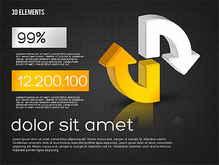 Collection de flèches tridimensionnelles, Diapositive 13, 02053, Formes — PoweredTemplate.com