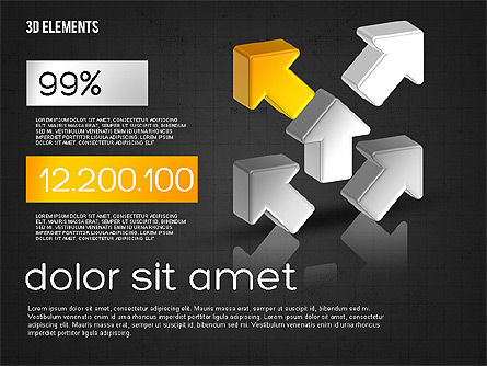 Collection de flèches tridimensionnelles, Diapositive 16, 02053, Formes — PoweredTemplate.com