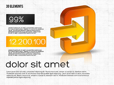 Collection de flèches tridimensionnelles, Diapositive 2, 02053, Formes — PoweredTemplate.com