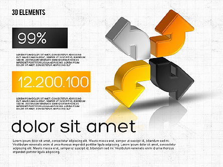 Three Dimensional Arrows Collection, Slide 3, 02053, Shapes — PoweredTemplate.com