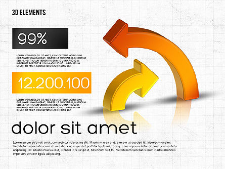 Collection de flèches tridimensionnelles, Diapositive 6, 02053, Formes — PoweredTemplate.com