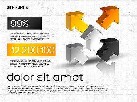 Colección de flechas tridimensionales, Diapositiva 8, 02053, Formas — PoweredTemplate.com