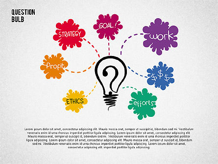 Frage Glühbirne Diagramm, PowerPoint-Vorlage, 02059, Business Modelle — PoweredTemplate.com