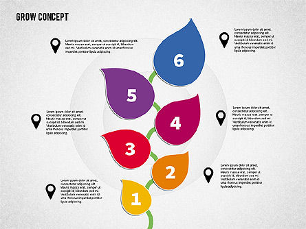 Grow Concept with Numbers, Slide 7, 02064, Stage Diagrams — PoweredTemplate.com