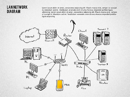 LAN Network Diagram, Slide 8, 02073, Presentation Templates — PoweredTemplate.com