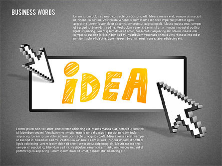 화살표 커서가있는 버튼의 단어, 슬라이드 12, 02079, 모양 — PoweredTemplate.com