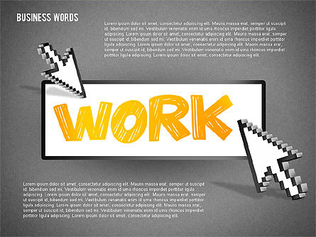 화살표 커서가있는 버튼의 단어, 슬라이드 14, 02079, 모양 — PoweredTemplate.com