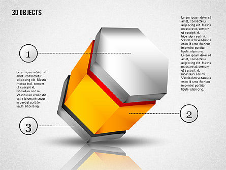 3d zusammengesetzte formen, PowerPoint-Vorlage, 02081, Schablonen — PoweredTemplate.com