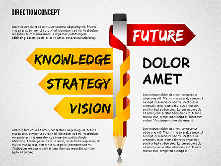 Opposite Directions on Pencil, PowerPoint Template, 02082, Business Models — PoweredTemplate.com