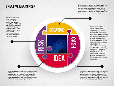 아이디어 개발 단계, 슬라이드 4, 02088, 단계 도표 — PoweredTemplate.com