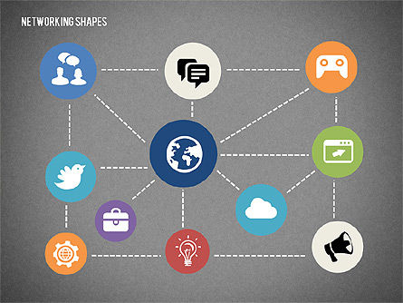 Mind map met pictogrammen, Dia 10, 02092, Businessmodellen — PoweredTemplate.com