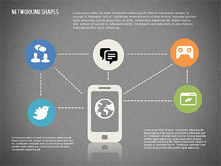 Mind map with icons, Diapositive 13, 02092, Modèles commerciaux — PoweredTemplate.com