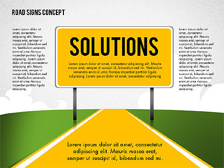 Business Words on Road Signs, PowerPoint Template, 02094, Business Models — PoweredTemplate.com