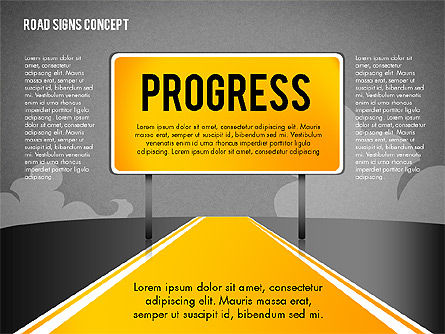 Mots d'affaires sur les panneaux routiers, Diapositive 11, 02094, Modèles commerciaux — PoweredTemplate.com