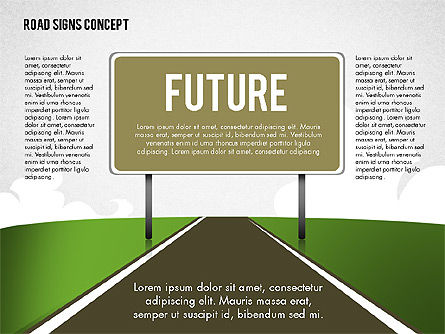 Mots d'affaires sur les panneaux routiers, Diapositive 8, 02094, Modèles commerciaux — PoweredTemplate.com