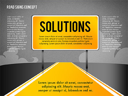 Mots d'affaires sur les panneaux routiers, Diapositive 9, 02094, Modèles commerciaux — PoweredTemplate.com