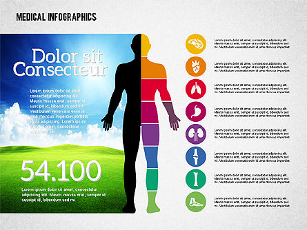 Infografis Kesehatan, Templat PowerPoint, 02095, Bagan dan Diagram Medis — PoweredTemplate.com