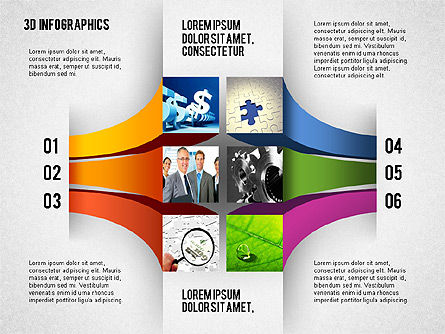 Pseudo opzioni 3d con foto, Modello PowerPoint, 02097, Modelli di lavoro — PoweredTemplate.com