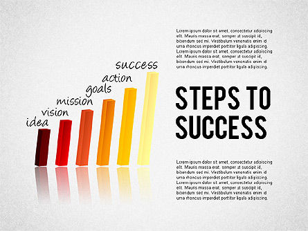 Passi per il successo grafico a barre, Modello PowerPoint, 02099, Diagrammi Palco — PoweredTemplate.com
