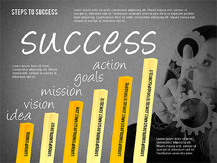 Étapes du graphique à barres de réussite, Diapositive 14, 02099, Schémas d'étapes — PoweredTemplate.com