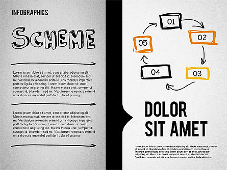 Presentatie concept in de schets stijl, PowerPoint-sjabloon, 02102, Businessmodellen — PoweredTemplate.com
