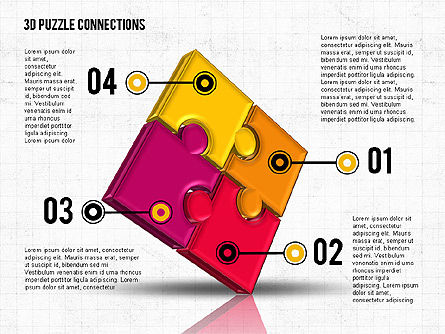 Colorful 3d puzzle, Modelo do PowerPoint, 02103, Diagramas em Puzzle — PoweredTemplate.com