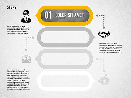 Four Steps with Icons, PowerPoint Template, 02109, Process Diagrams — PoweredTemplate.com