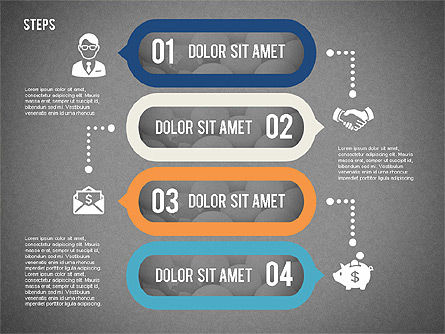 Quatre étapes avec des icônes, Diapositive 12, 02109, Schémas de procédés — PoweredTemplate.com