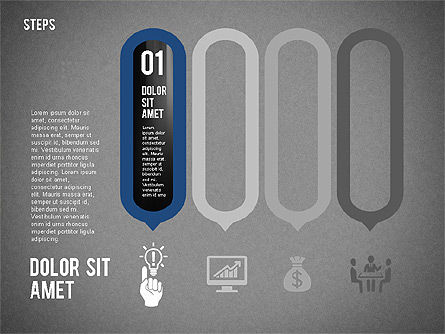 Quatre étapes avec des icônes, Diapositive 13, 02109, Schémas de procédés — PoweredTemplate.com