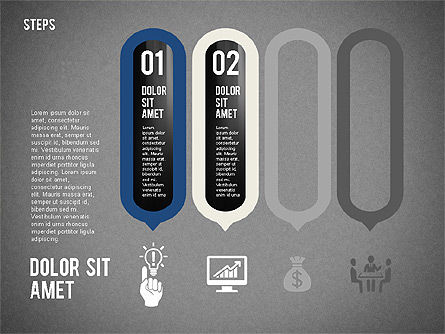 Quatre étapes avec des icônes, Diapositive 14, 02109, Schémas de procédés — PoweredTemplate.com