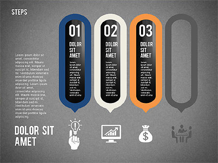 Quatre étapes avec des icônes, Diapositive 15, 02109, Schémas de procédés — PoweredTemplate.com