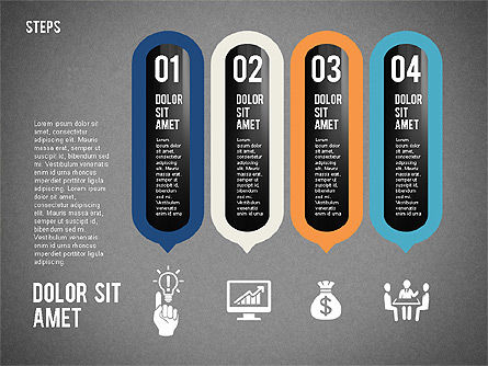 Cuatro pasos con iconos, Diapositiva 16, 02109, Diagramas de proceso — PoweredTemplate.com