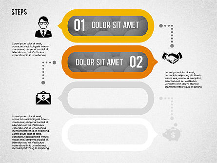 四个步骤与图标, 幻灯片 2, 02109, 流程图 — PoweredTemplate.com