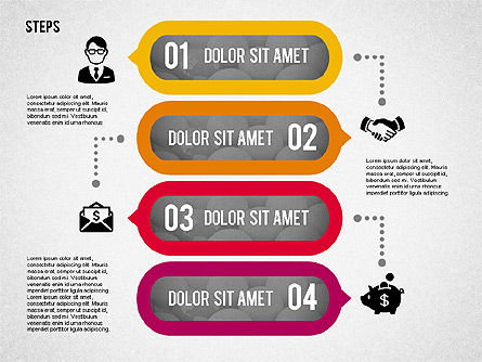 Quatre étapes avec des icônes, Diapositive 4, 02109, Schémas de procédés — PoweredTemplate.com