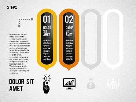 Quatre étapes avec des icônes, Diapositive 6, 02109, Schémas de procédés — PoweredTemplate.com